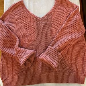 Poof Double V Neck Chunky Cropped Sweater